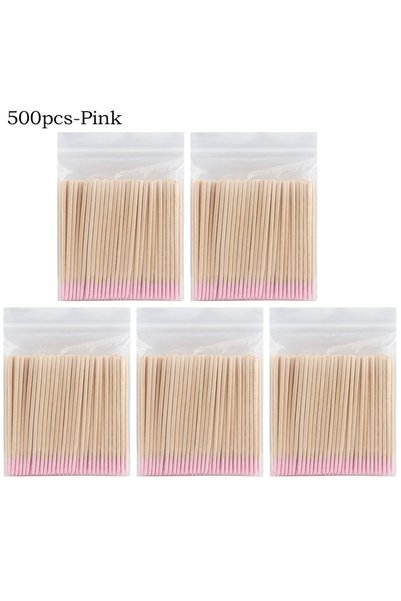 Choice10 Pink A-500pcs 100/300/500Pcs Disposable Wood Cotton Swab Double Head...