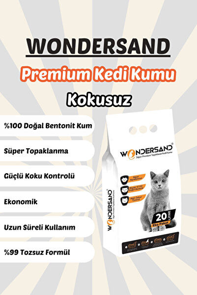 wondersand Kokusuz İnce Taneli 20 Litre Topaklanan Premium Kedi Kumu