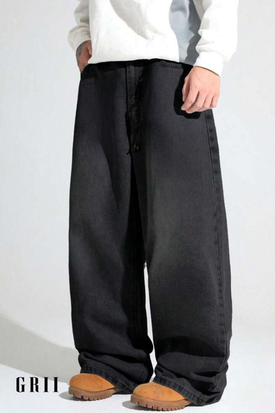 GRİİ WEAR جينز فضفاض قابل للغسل بالدخان