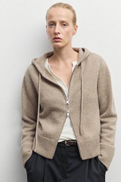 Massimo Dutti %100 kaşmir kapüşonlu fermuarlı hırka