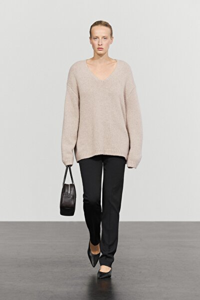 Massimo Dutti %100 kaşmir V yaka kazak