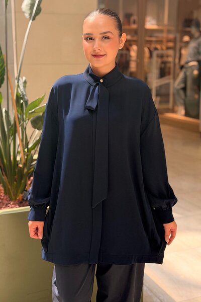 Ghisa High Collar Slim Flared Detailed Shirt