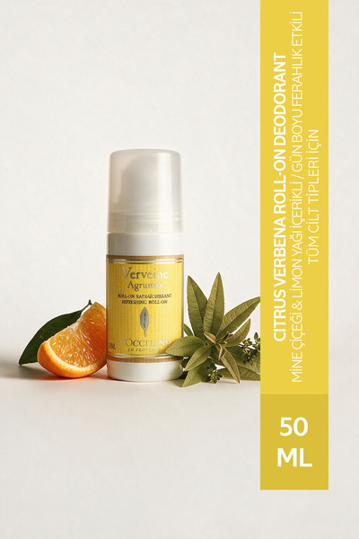 L'Occitane Citrus Verbena Roll-on Deodorant, Unisex, Mine Çiçeği ve Limon Yağ...