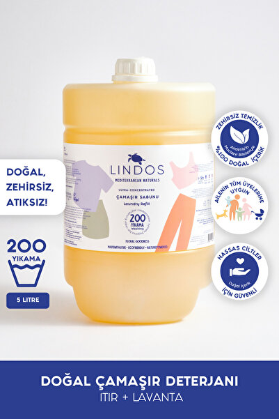 Lindos Doğal Çamaşır Deterjanı Itır & Lavanta Kokulu 200 Yıkama %100 Bitkisel...