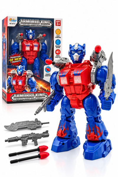 craftivio Armored King Sesli Işıklı Yürüyen Robot Oyuncak Kılıçlı Silahlı ve ...
