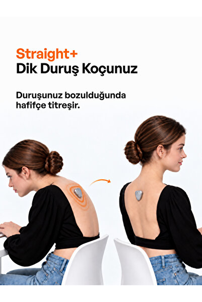Kodgem Straight Straight Plus Yapay Zekâ Destekli Duruş Düzeltici Cihaz - Ofis Çalışmaları İçin Akıllı Sırt Destekleyici