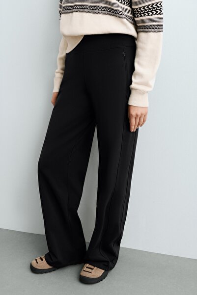 Oysho Düz pantolon High rise Warm fermuarlı