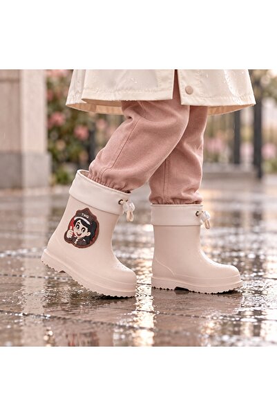 ZACOZ Işıklı Emojili Su Geçirmez Kaymaz Taban Unisex Çocuk Yağmur Çizmesi