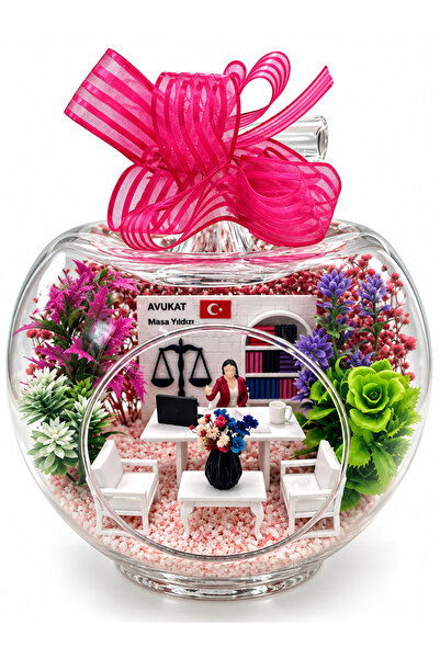 maya sanat Teraryum Elma Cam Fanus Kişiye Özel Konsept Hediyelik Hakim Avukat...