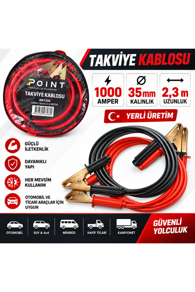 Otonokta TAKVİYE KABLOSU 35 MM 2,3 MTR 1000 AMPER  YERLİ