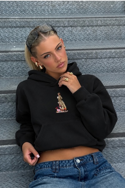 The Champ Clothing Γυναικείο Oversize Hoodie City Walk με στάμπα σε μαύρο χρώ...