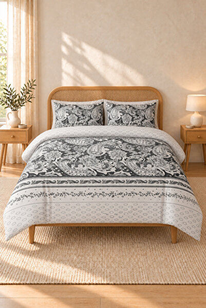 Boreas Home Vena Cotton Fitted Bed Sheet Double Duvet Cover Set