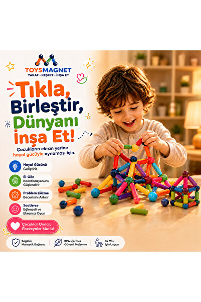 ToysMagnet Manyetik Yapım Seti - 64 Parça