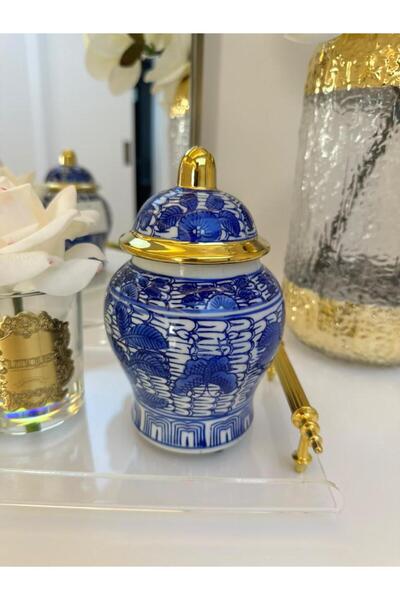 PEKİBU MİNİ PORSELEN KÜP BLUE BLANC DESENLİ 16 CM