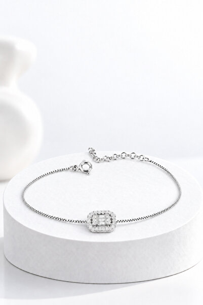 jelux silver Gümüş 925 Ayar Baget Zirkon Taşlı Fantazi Ayarlanabilir Bileklik