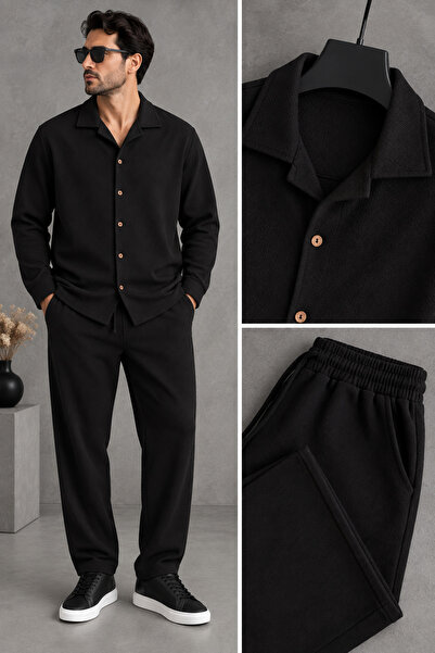 WENMİNG Set cămașă și pantaloni de vară din țesătură crep pentru bărbați