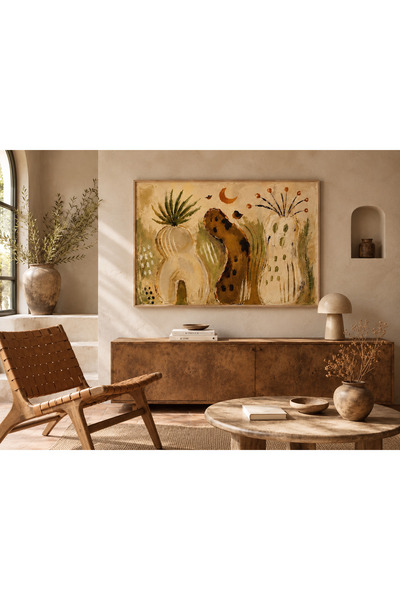 Boho wellness studio Çerçeveli MDF Dijital Baskı Soyut Boho Sanat Tablosu – M...
