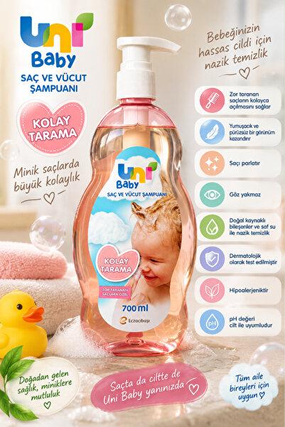 Uni Baby Kolay Tarama Saç Ve Vücut Şampuanı 700 ml