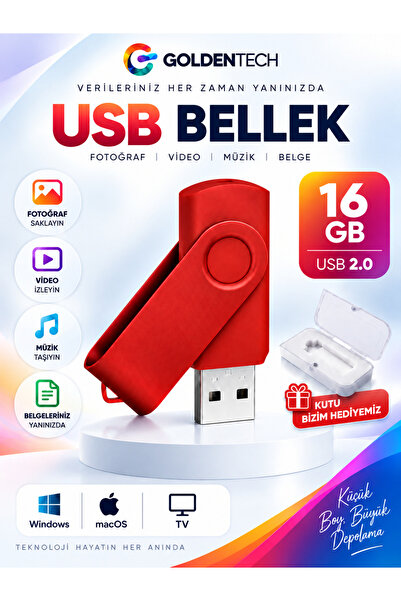 Golden Tech 16 GB Metal Başlıklı Flash Bellek Ve Plastik Kutu