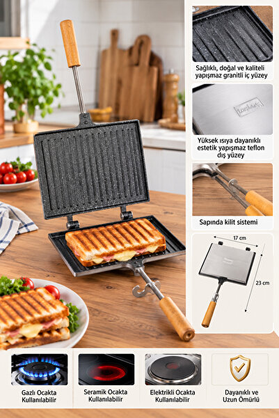 Porsima Esra Içi Teflon Ocak Üstü El Tost Makinesi