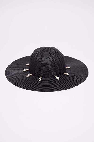 PAULMARK Women's Wide Straw Hat with Shell Detail