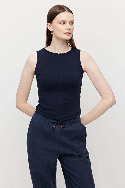 PAULMARK Body cu fermoar dublu pentru femei material reiat