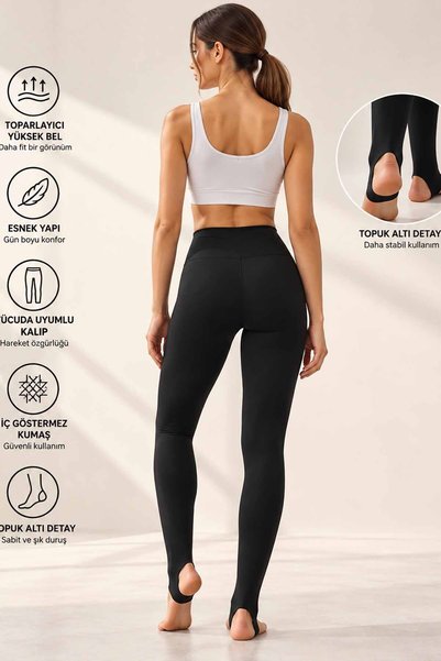 vynor atelier Leggings talie înaltă Stirrup pentru femei - Leggings elastici și efect modelator Carpaça