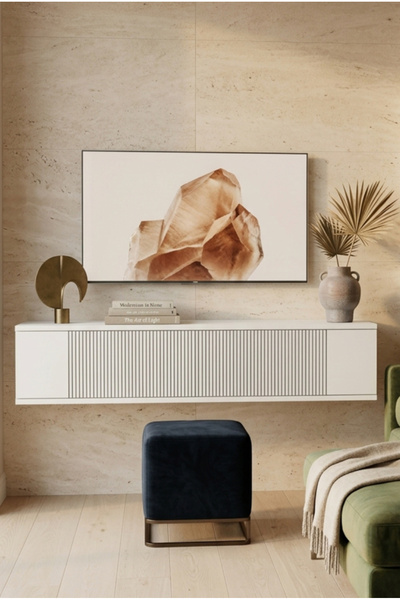 CENEYRA TDA1204B - CORSA DUVARA MONTAJ TV STAND, TV RAFI BEYAZ 120CM