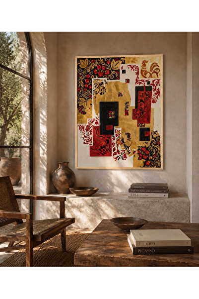 Boho wellness studio – Anatolian Heritage Folk Art Kolaj Çerçeveli MDF Poster...