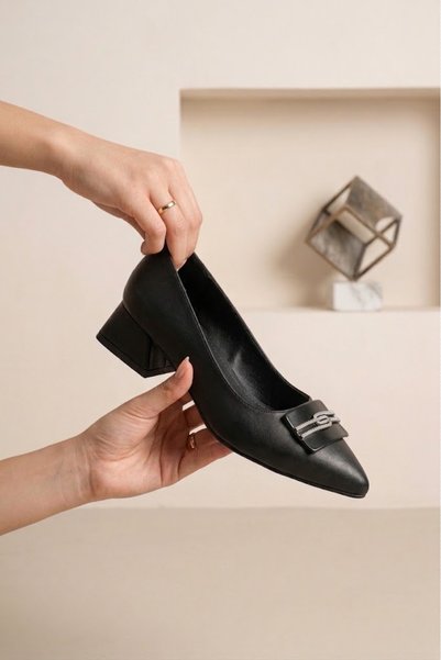 MERVESTORE Pantofi cu toc clasici pentru femei, negri