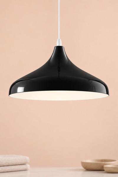 LUMINZO Kaizer Siyah 36 Cm Modern Avize Sarkıt Rustik Mutfak Kuaför Cafe Lamb...
