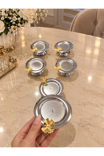 GLORİNDA HOME Silver Luxury 6-Piece Butterfly Delight Bowl, Sugar Bowl, Coffee, Tea Presentation Bowl, Decoorative Bowl