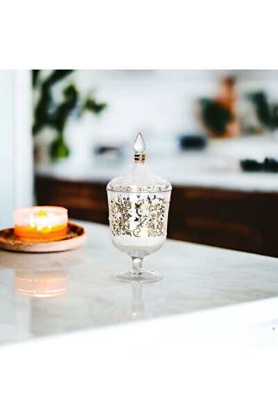 SOLETER Acrylic Sweets Container 11 cm Transparent with Gold-Trimmed Lid – De...