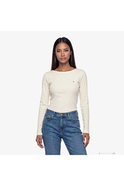 Tommy Hilfiger Kadın Bej Uzun Kollu T-Shirt