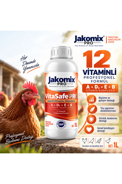 jakomix VitaSafe PRO 1 L – Tavuk ve Kanatlılar İçin Multivitamin Premiksi – 1...