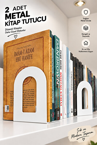 VENON 2 Adet BEYAZ MODERN || Metal Kitap Desteği Kitap Tutucu Ev Ve Ofis Deko...