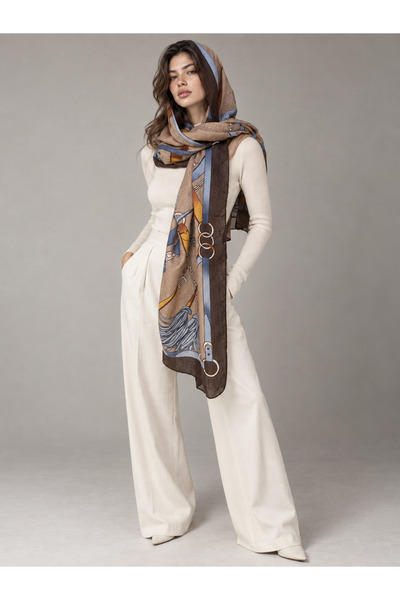 Luminos Butik سلسلة حزام مزخرفة باللون البني مقاس 80x180 شال SAL3006