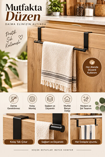 Carat Home Towel Holder Napkin Holder Hanger over Cabinet Door Bathroom Kitch...