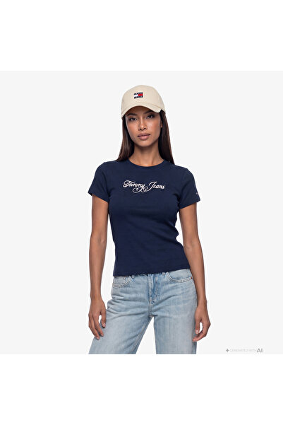 Tommy Hilfiger Essential Logo Kadın Lacivert T-Shirt