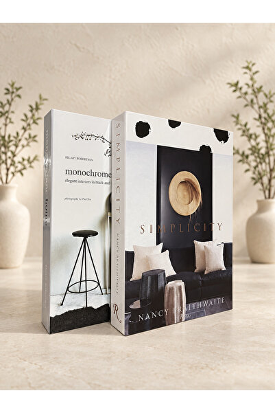 LUMEYA HOME Simplicity ve Monochrome Dekoratif Kitap Kutu Seti 2’li – Siyah b...