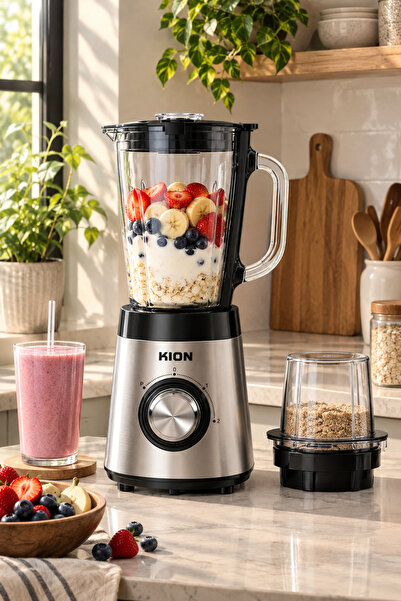Kion Blender 500W Stainless-Steel 1.5L Glass Jug With 2 Speeds, BBB5015SG00, ...