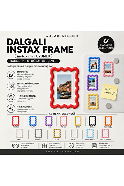 Genel Markalar Mıknatıslı Dalgalı İnstax Fotoğraf Çerçevesi