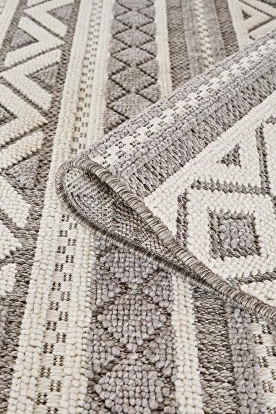 Badelya Home Krem Gri İskandinav Modern Tasarım Sisal Bukle Özel Ölçü Salon O...