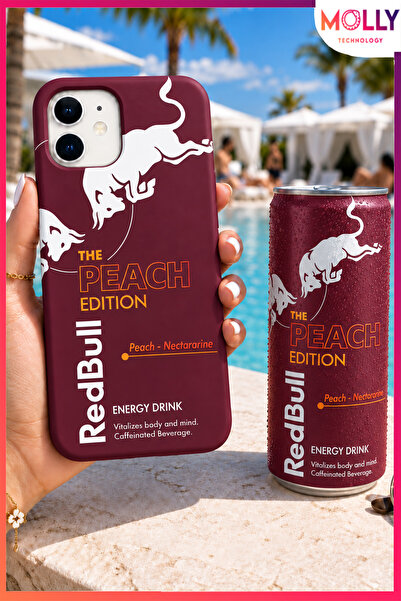 Molly iPhone 12 İçin Vişne Redbull The Peach Edition Desenli İçi Kadife Silik...