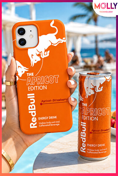 Molly iPhone 12 İçin Turuncu Redbull The Apricot Edition Desenli İçi Kadife S...