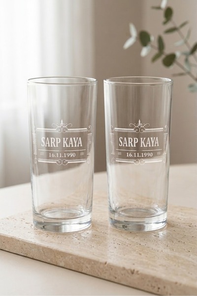Genel Markalar Kişiselleştirilebilir İsim ve Tarih Detaylı Rakı Bardağı İkili...