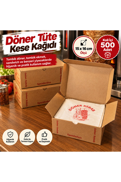 GİZPAK Döner Tüte - Döner Kese Kağıdı - Tombik Döner Kese Kağıdı - 500 adet