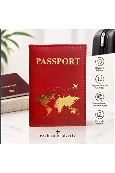 Payidar Hediyelik KIRMIZI PASAPORT/RUHSAT/CÜZDAN KILIFI