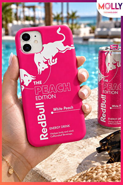 Molly iPhone 11 İçin Neon Pembe Redbull The Peach Edition Desenli İçi Kadife ...