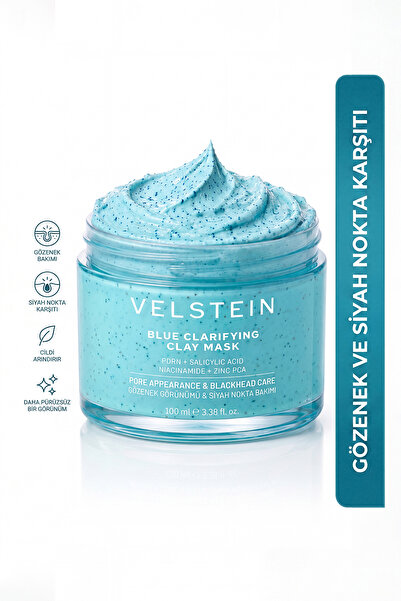 velstein Sıfır gözenek siyah nokta karşıtı Mavi Kil Maskesi 100 ml | PDRN + S...